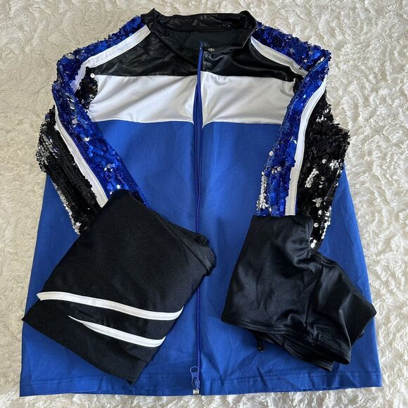 Weissam Child XL 3 Pcs Hip Hop Dance Costume Jacket Pants Bartlett Bra Sequins - Picture 12 of 16